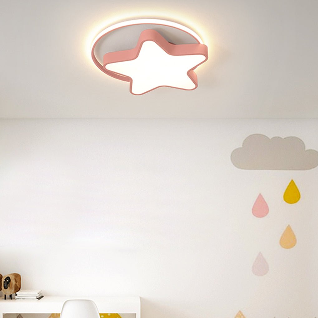 Star-Shaped LED Ceiling Light with Three Color Dimming for Kids Room
