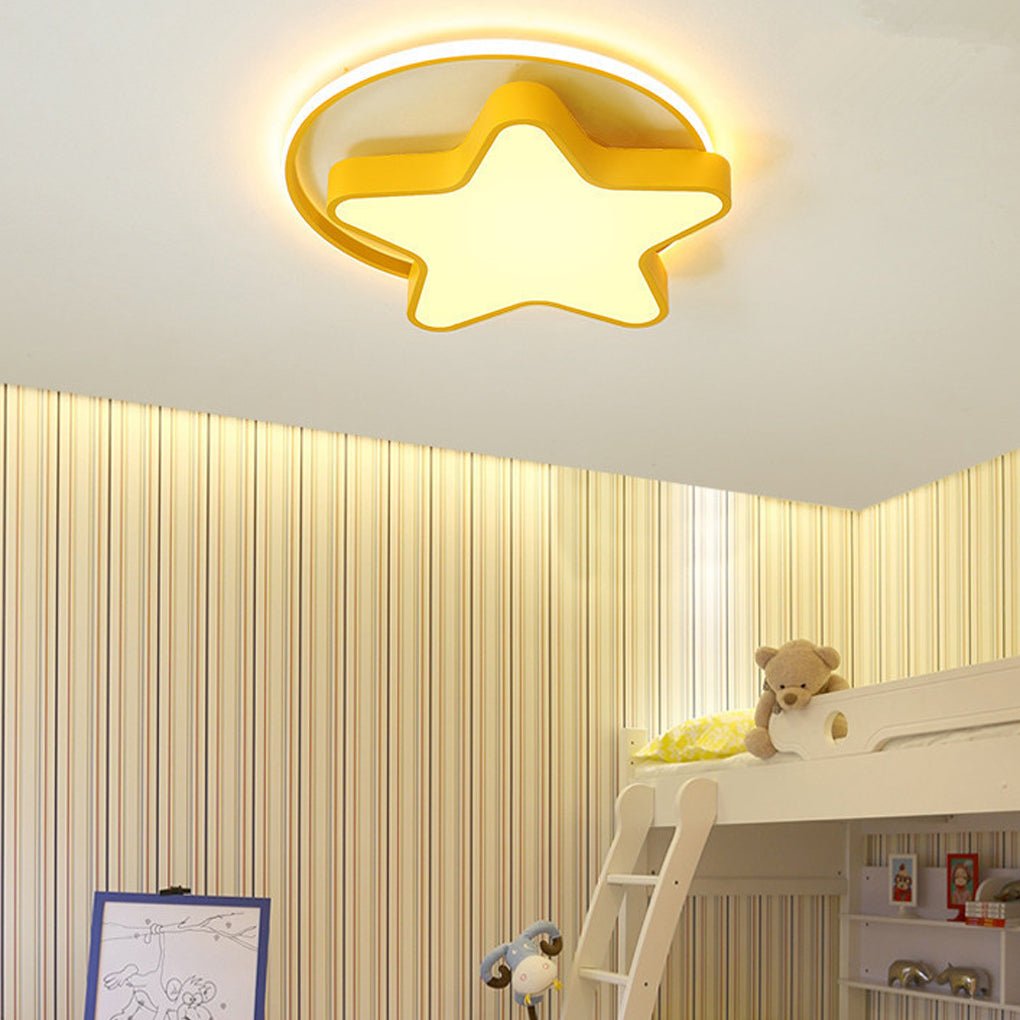 Star-Shaped LED Ceiling Light with Three Color Dimming for Kids Room
