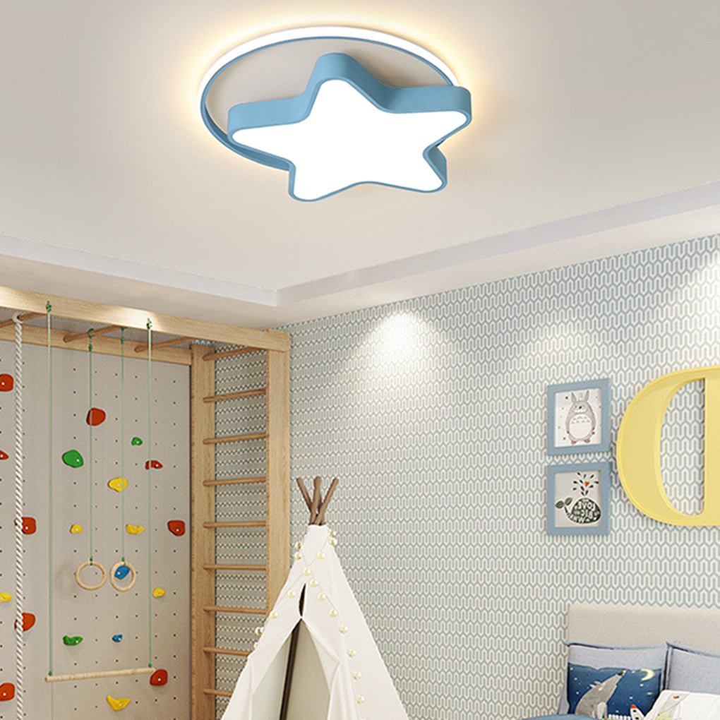 Star-Shaped LED Ceiling Light with Three Color Dimming for Kids Room