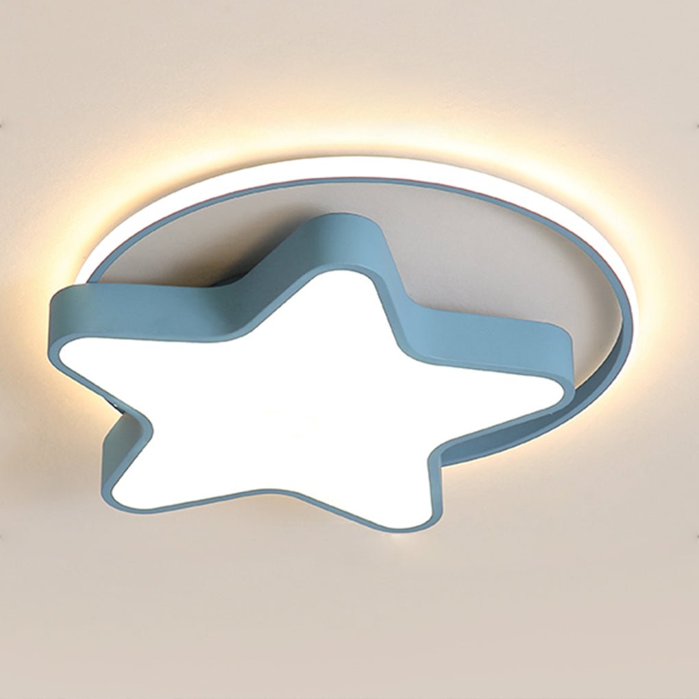 Star-Shaped LED Ceiling Light with Three Color Dimming for Kids Room