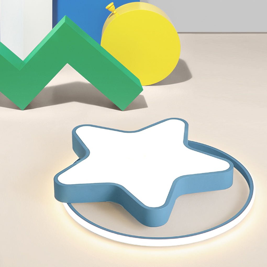Star-Shaped LED Ceiling Light with Three Color Dimming for Kids Room
