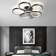Modern Flower Ceiling Fan Light with LED Dimmable Flush Mount
