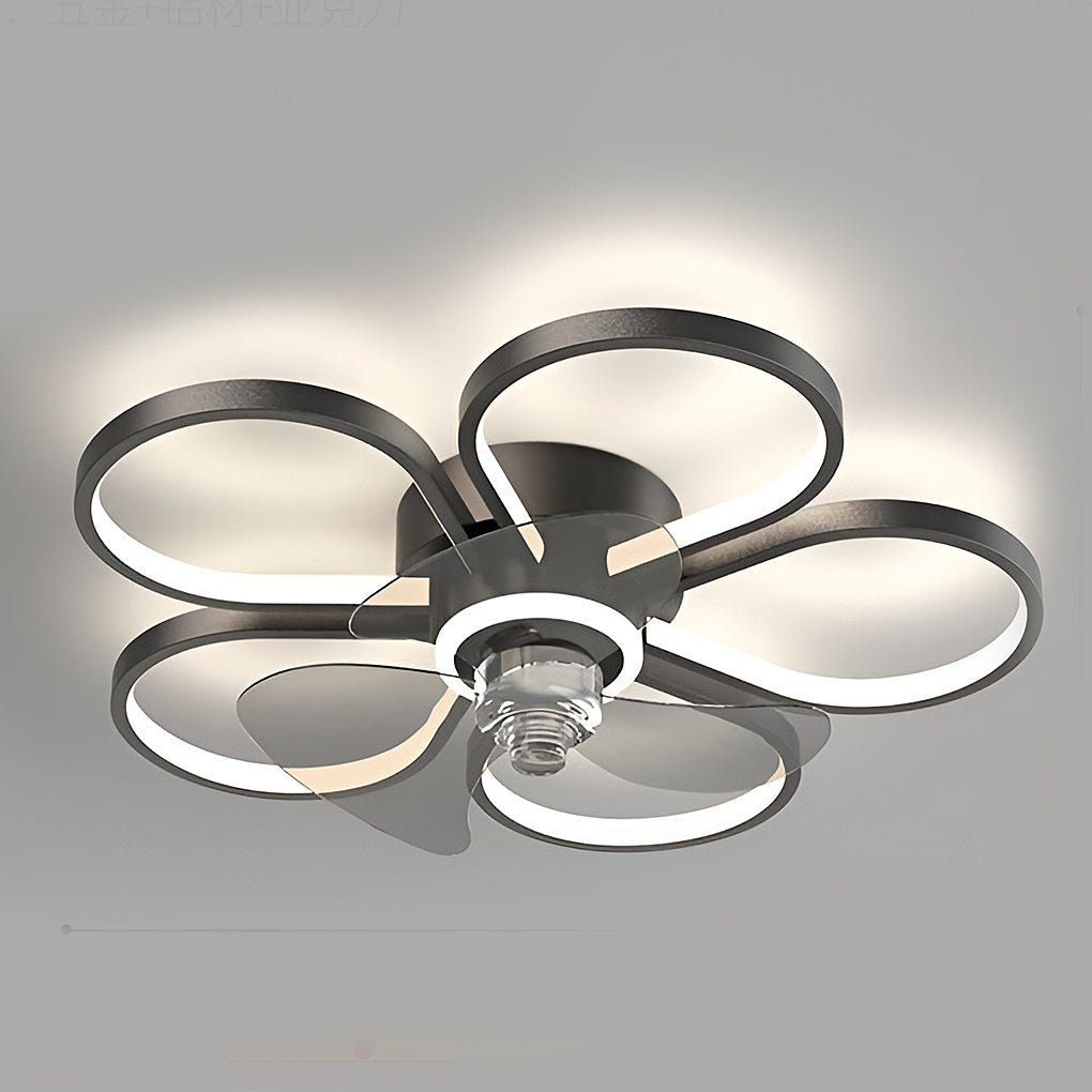Modern Flower Ceiling Fan Light with LED Dimmable Flush Mount