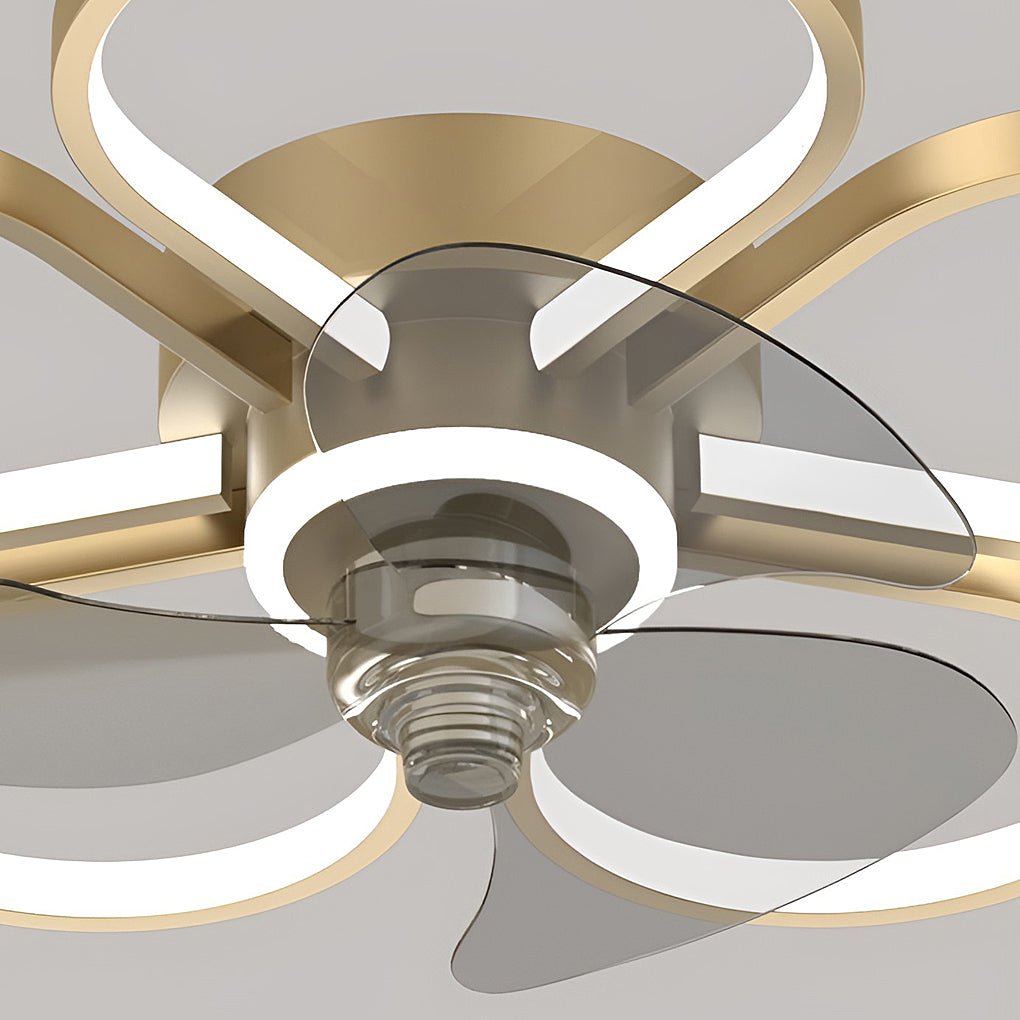Modern Flower Ceiling Fan Light with LED Dimmable Flush Mount
