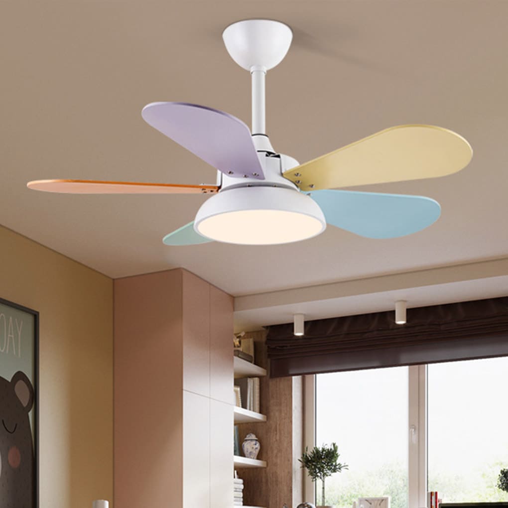 Modern Kids Ceiling Fan with LED Light - Reversible & Silent