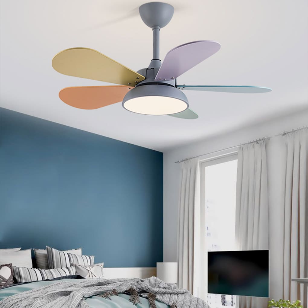 Modern Kids Ceiling Fan with LED Light - Reversible & Silent