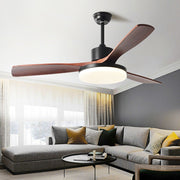 Modern Wooden Ceiling Fan with Dimmable LED Light & Remote Control