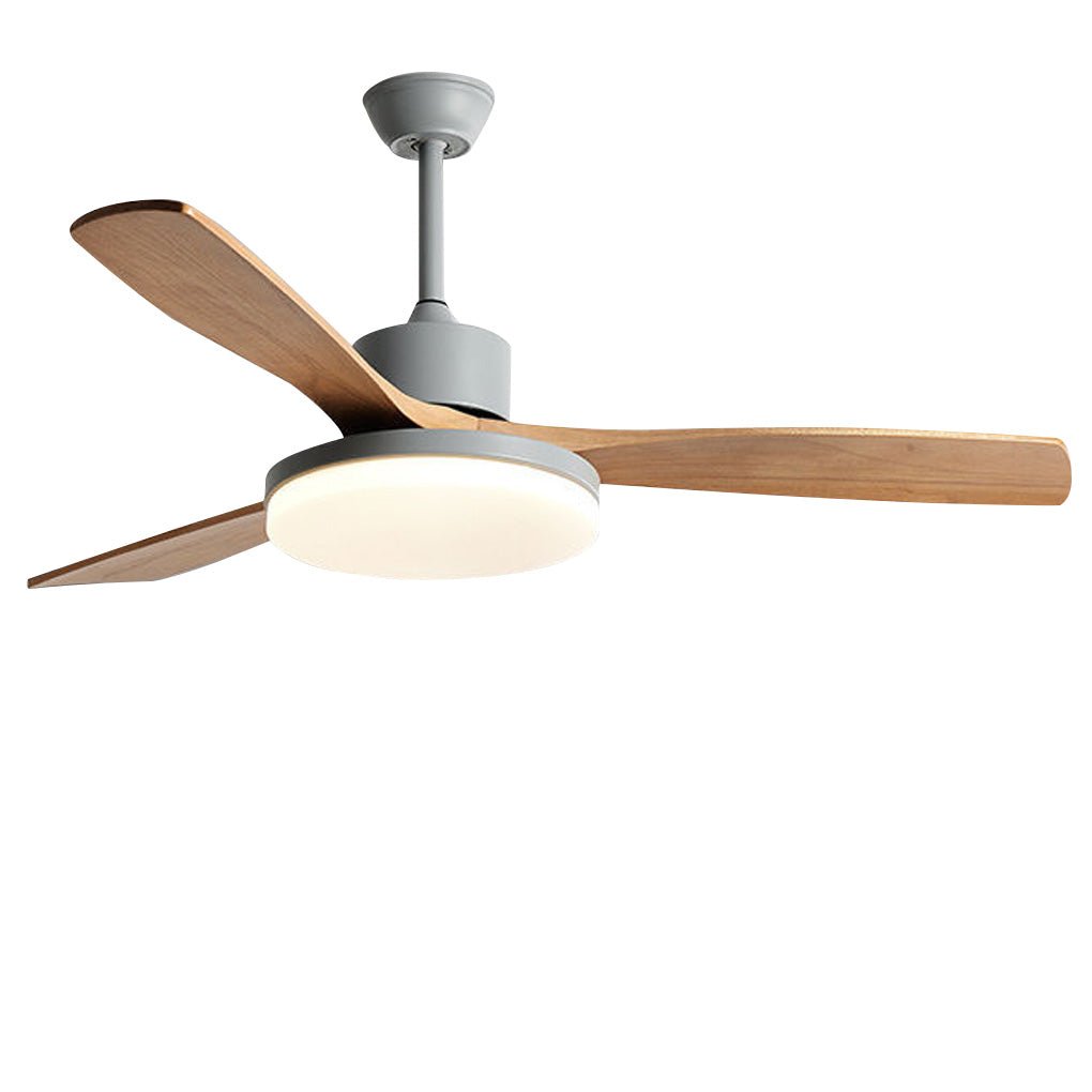 Modern Wooden Ceiling Fan with Dimmable LED Light & Remote Control