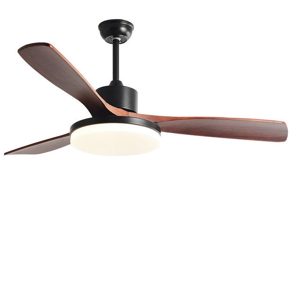 Modern Wooden Ceiling Fan with Dimmable LED Light & Remote Control