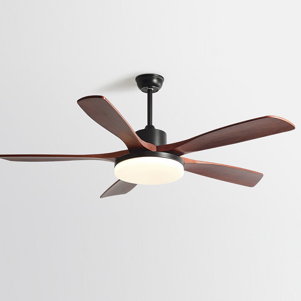 Modern Wooden Ceiling Fan with Dimmable LED Light & Remote Control