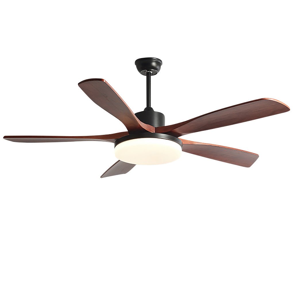 Modern Wooden Ceiling Fan with Dimmable LED Light & Remote Control