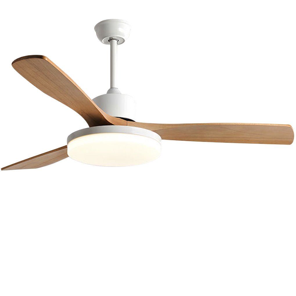 Modern Wooden Ceiling Fan with Dimmable LED Light & Remote Control