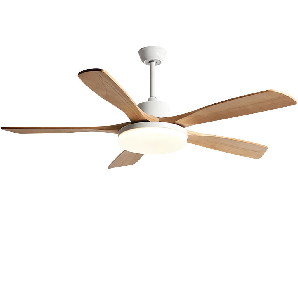Modern Wooden Ceiling Fan with Dimmable LED Light & Remote Control