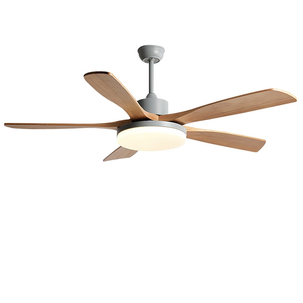 Modern Wooden Ceiling Fan with Dimmable LED Light & Remote Control