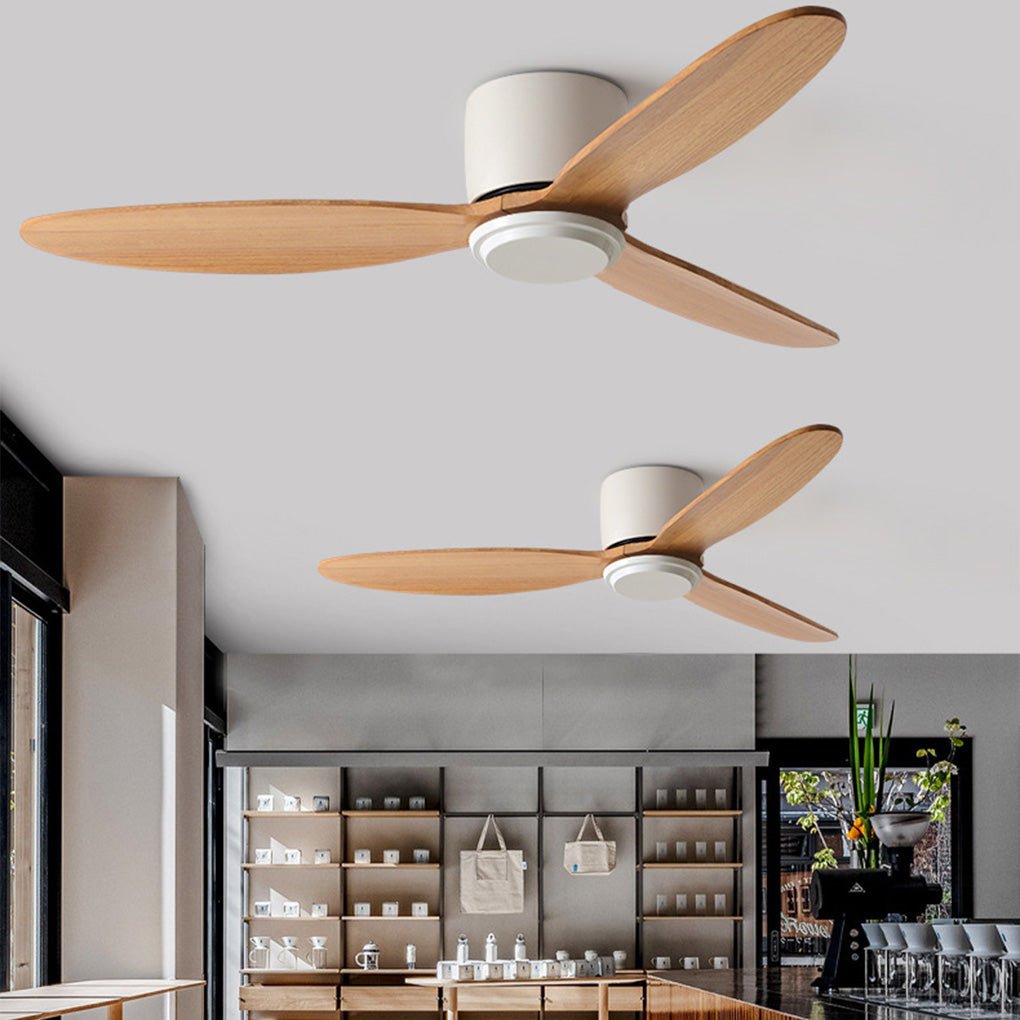 Silent LED Ceiling Fan with Light - Modern Nordic Flush Mount