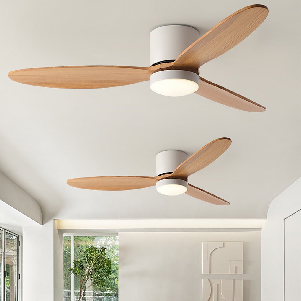 Silent LED Ceiling Fan with Light - Modern Nordic Flush Mount