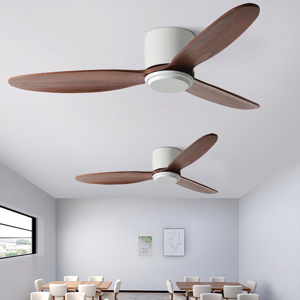 Silent LED Ceiling Fan with Light - Modern Nordic Flush Mount