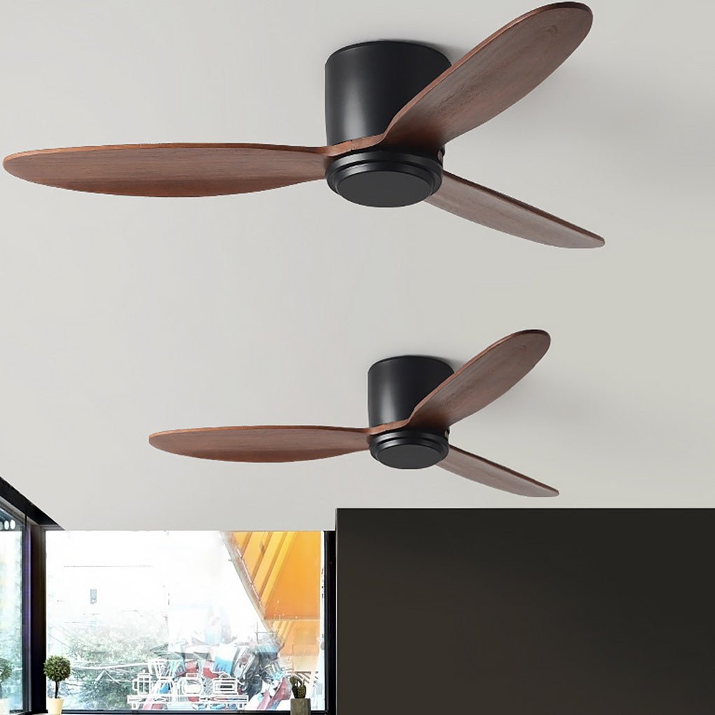 Silent LED Ceiling Fan with Light - Modern Nordic Flush Mount