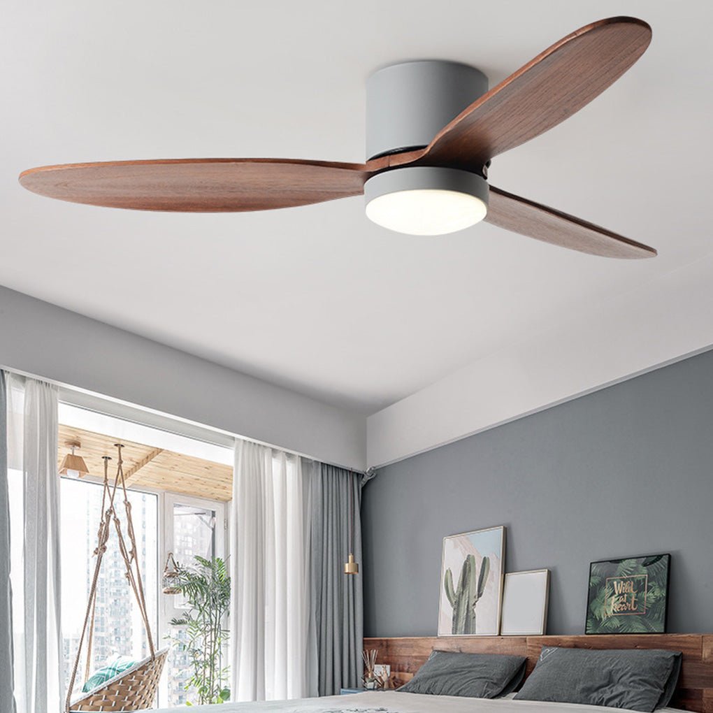 Silent LED Ceiling Fan with Light - Modern Nordic Flush Mount