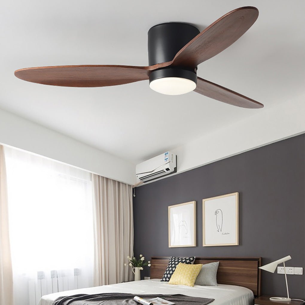 Silent LED Ceiling Fan with Light - Modern Nordic Flush Mount