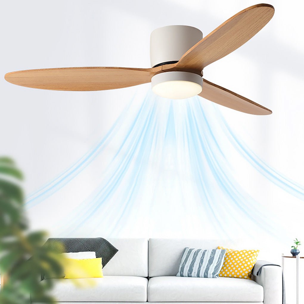 Silent LED Ceiling Fan with Light - Modern Nordic Flush Mount