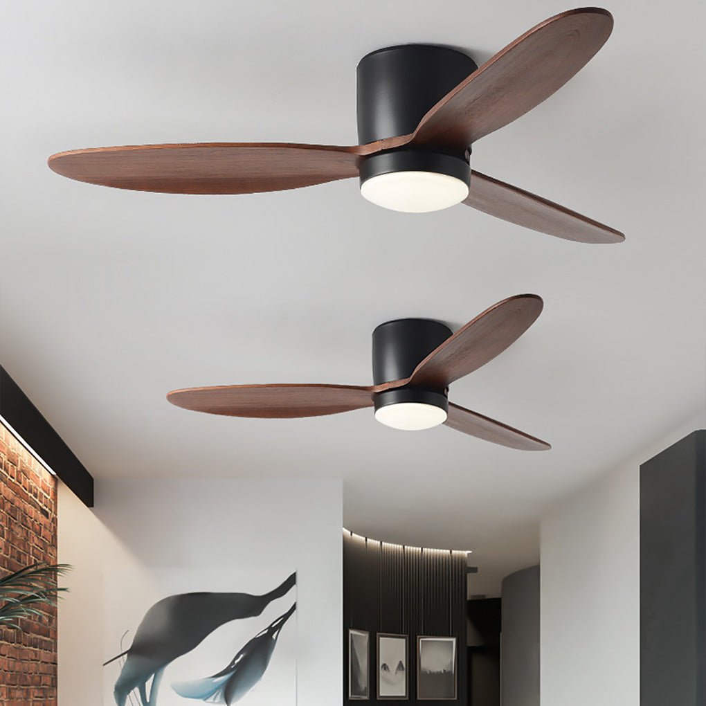 Silent LED Ceiling Fan with Light - Modern Nordic Flush Mount