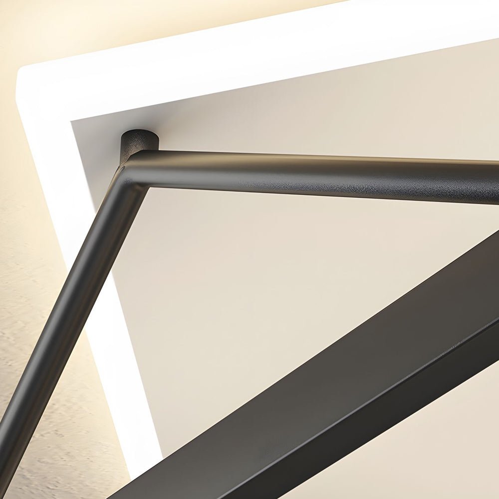Geometric LED Flush Mount Ceiling Light - Modern Black Iron & Acrylic