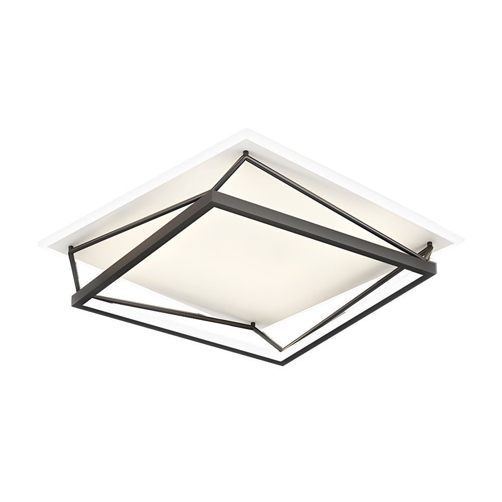 Geometric LED Flush Mount Ceiling Light - Modern Black Iron & Acrylic
