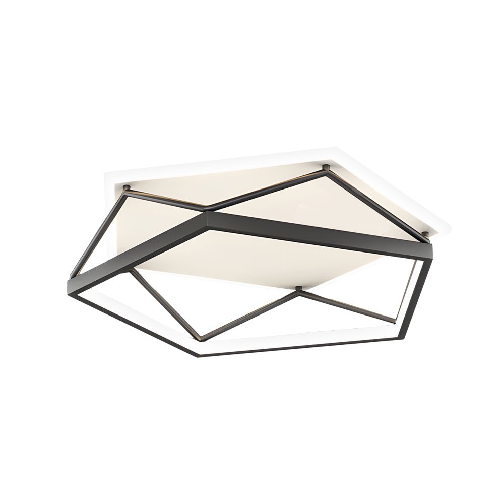 Geometric LED Flush Mount Ceiling Light - Modern Black Iron & Acrylic