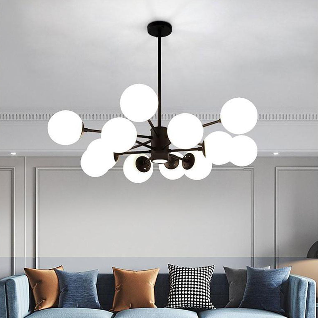 Nordic Glass Globe Chandelier Multi-Light Pendant Cluster