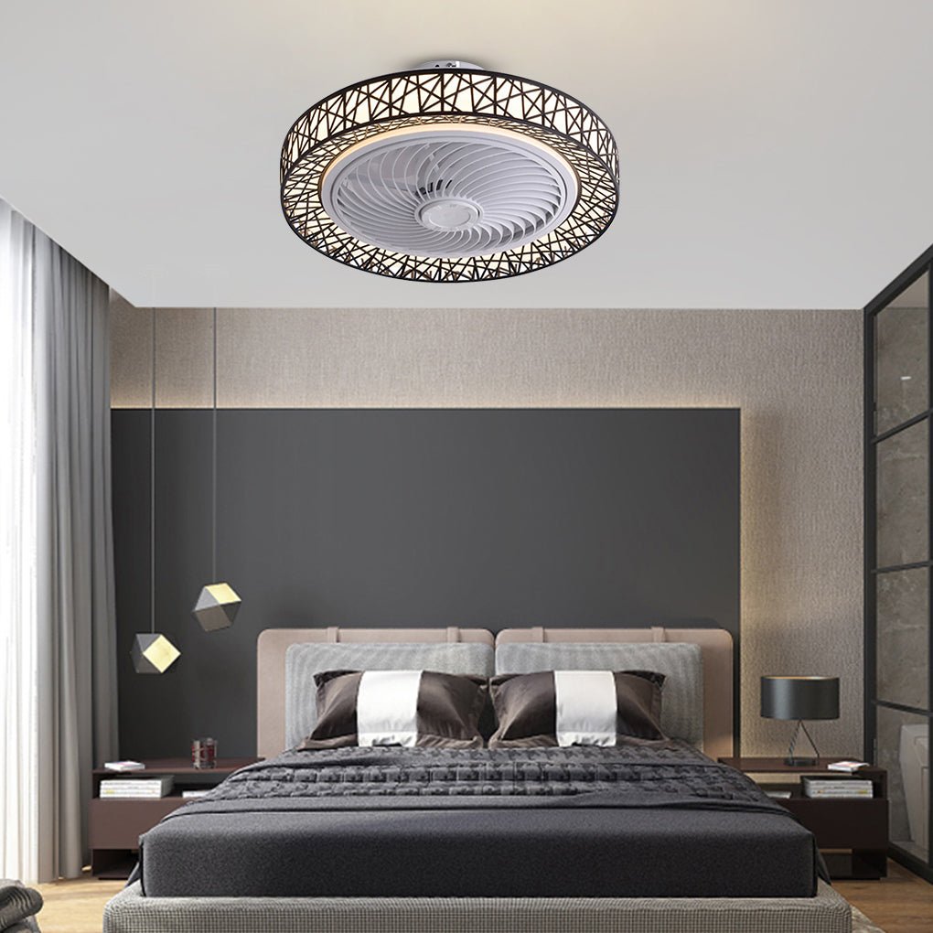 Modern Bladeless Ceiling Fan with Dimmable LED Light