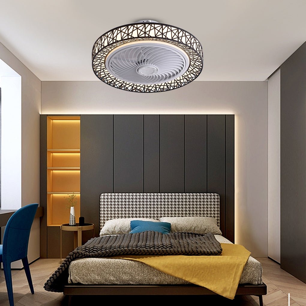 Modern Bladeless Ceiling Fan with Dimmable LED Light