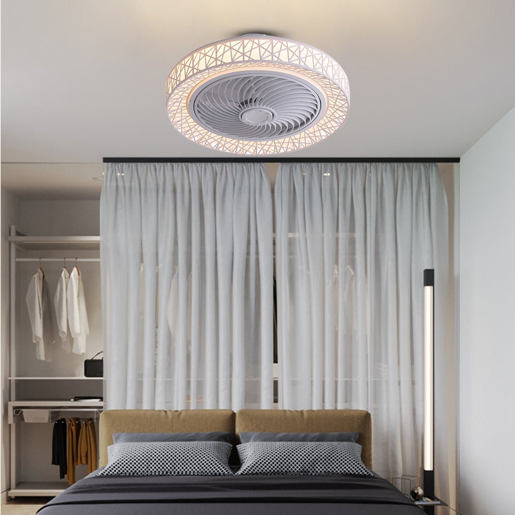 Modern Bladeless Ceiling Fan with Dimmable LED Light