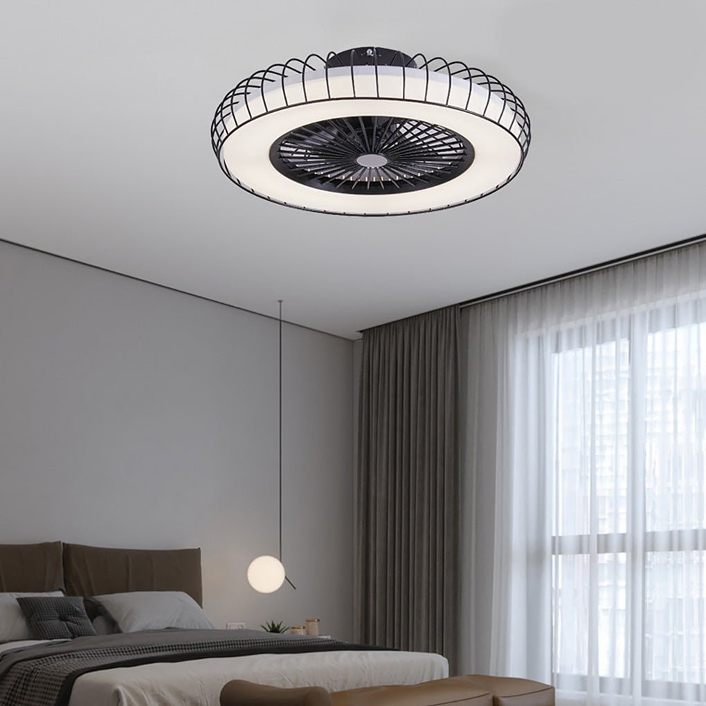 Modern Bladeless Ceiling Fan Light with Stepless Dimming LED