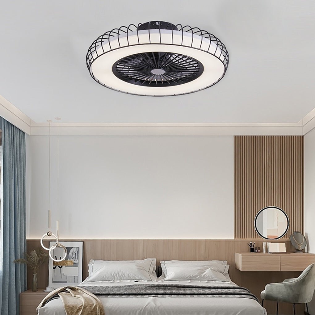 Modern Bladeless Ceiling Fan Light with Stepless Dimming LED