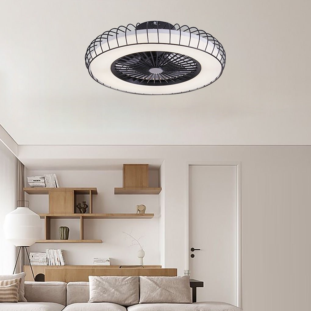 Modern Bladeless Ceiling Fan Light with Stepless Dimming LED