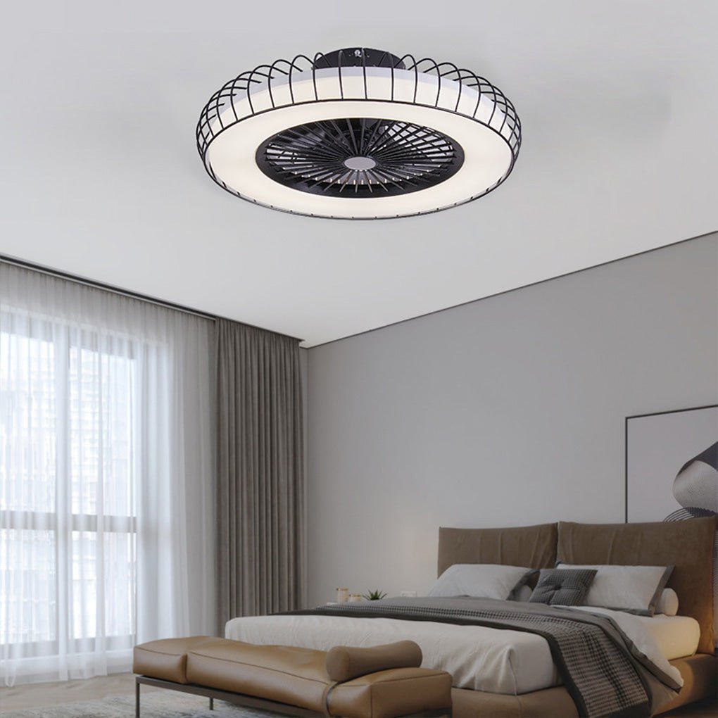 Modern Bladeless Ceiling Fan Light with Stepless Dimming LED