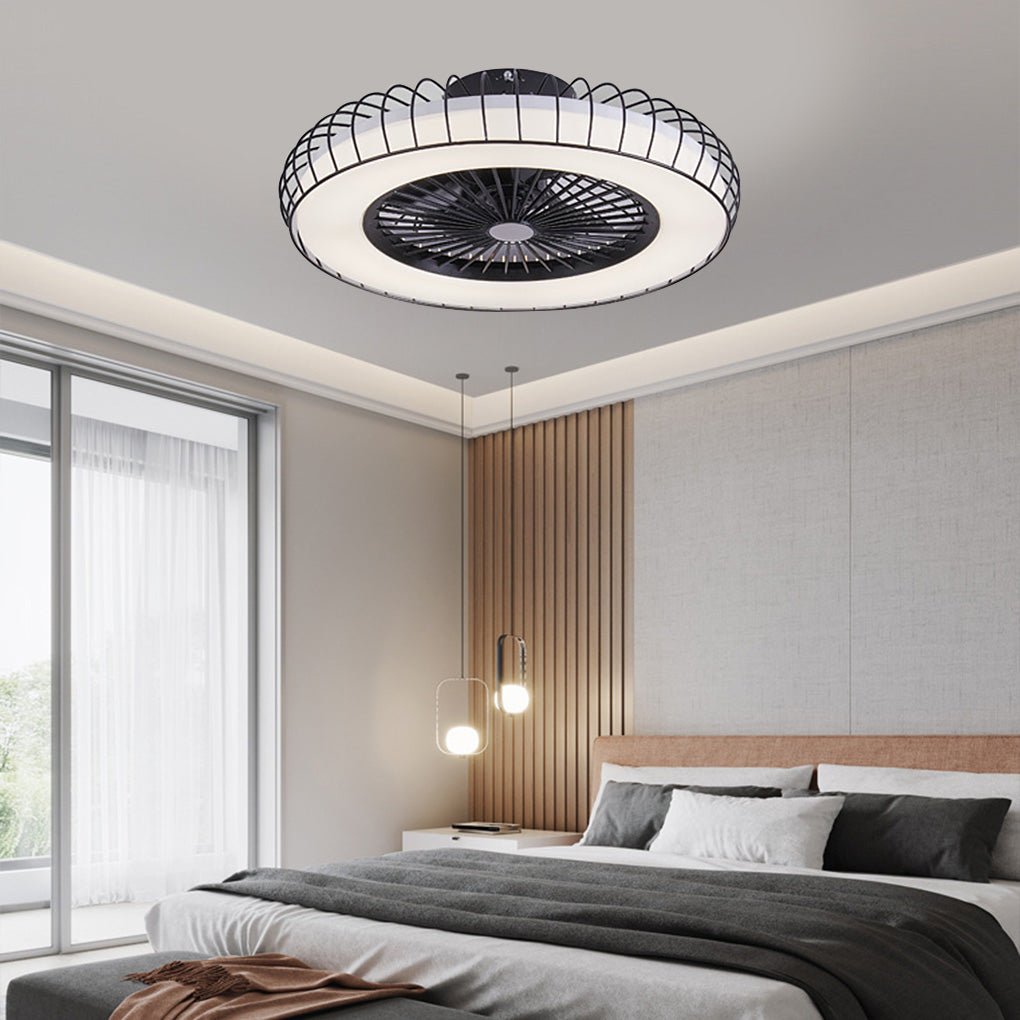 Modern Bladeless Ceiling Fan Light with Stepless Dimming LED