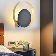 Modern Round LED Wall Sconce - Iron Ring Design for Bedroom