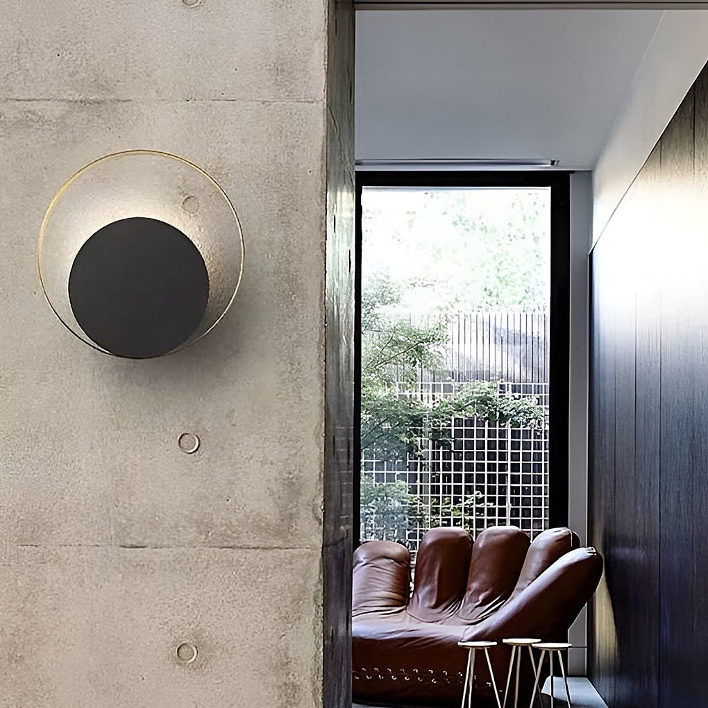 Modern Round LED Wall Sconce - Iron Ring Design for Bedroom