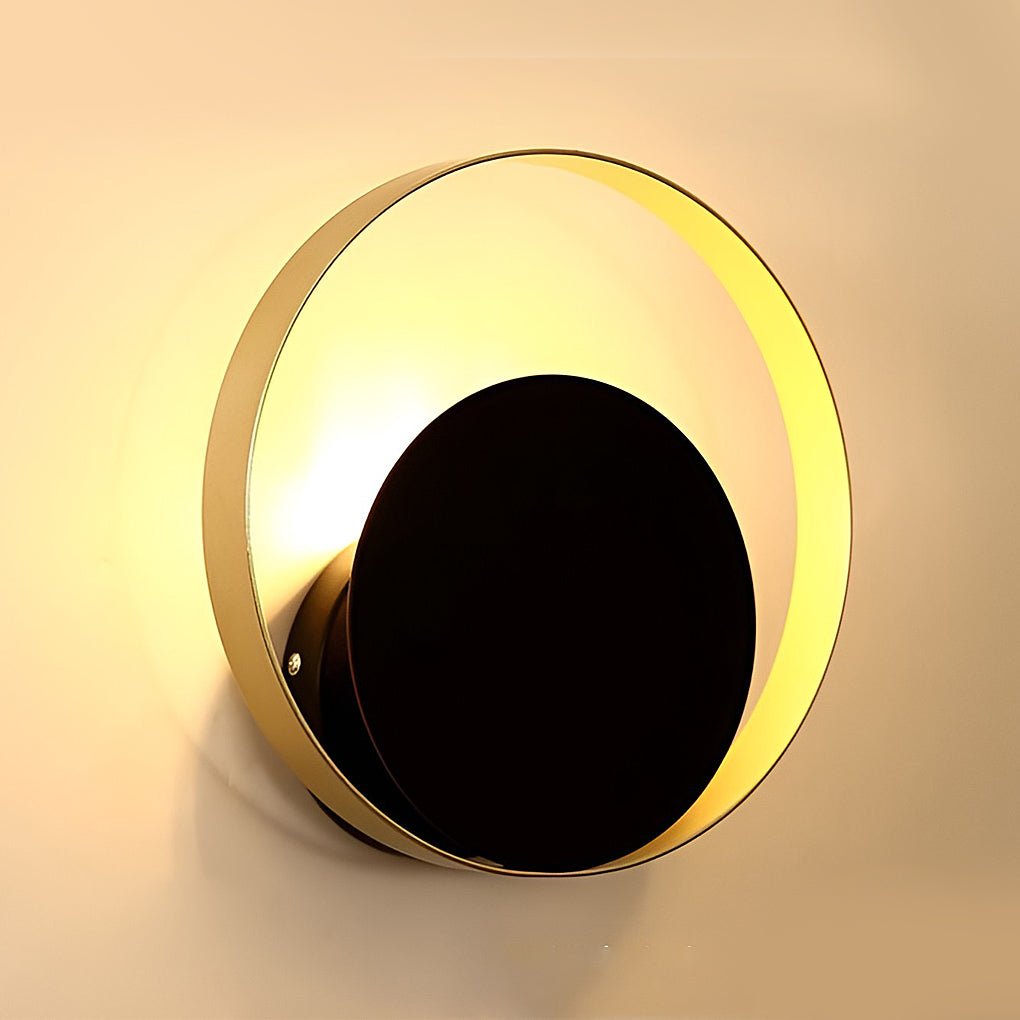 Modern Round LED Wall Sconce - Iron Ring Design for Bedroom