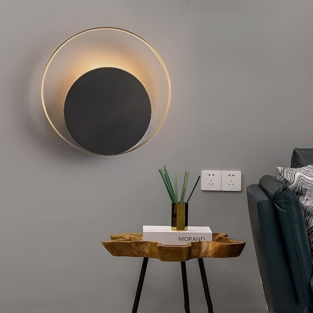 Modern Round LED Wall Sconce - Iron Ring Design for Bedroom