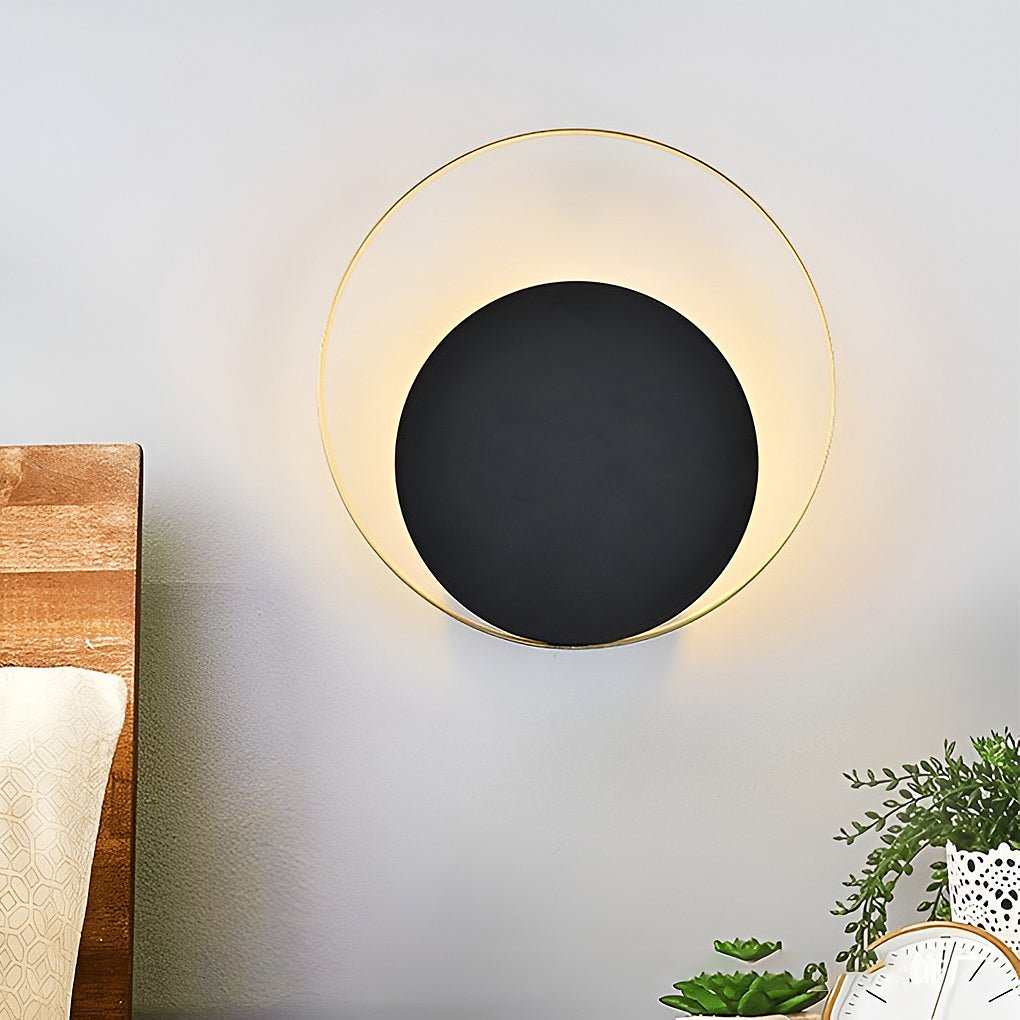 Modern Round LED Wall Sconce - Iron Ring Design for Bedroom