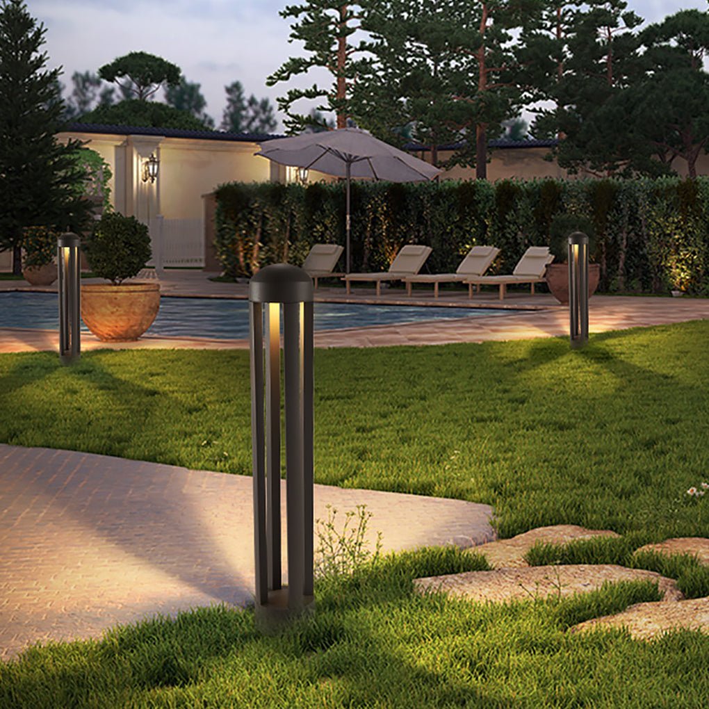 Minimalist Four-Column LED Outdoor Landscape Light - Dark Gray