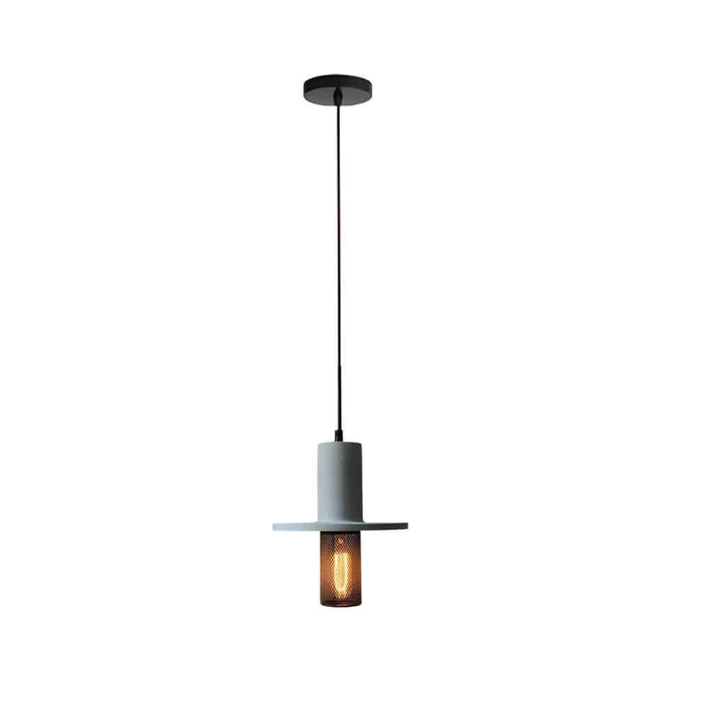 Industrial Cement & Mesh LED Pendant Light - Modern Minimal Design