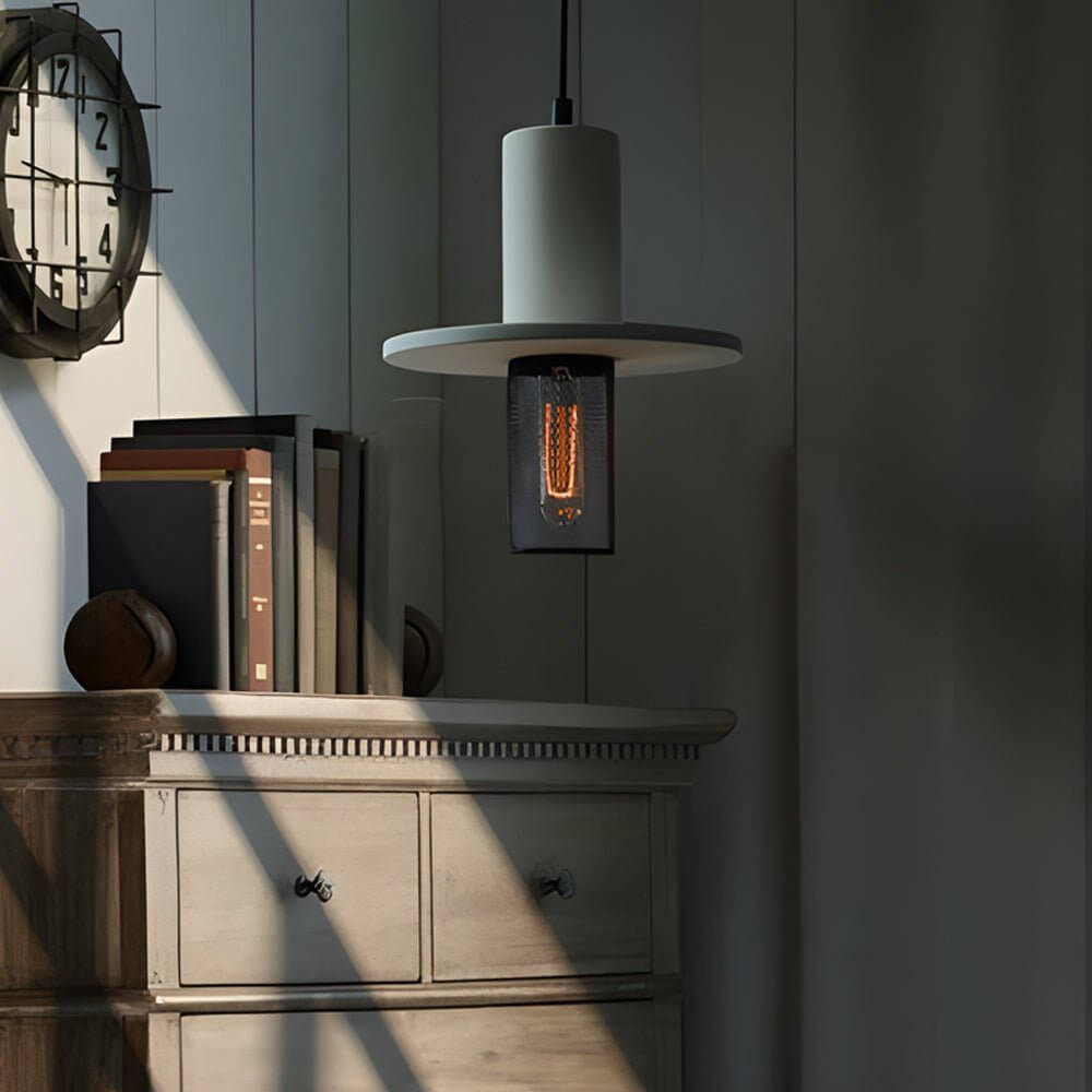 Industrial Cement & Mesh LED Pendant Light - Modern Minimal Design