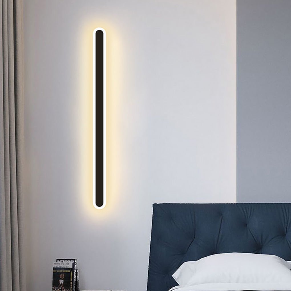 Modern Linear LED Wall Sconce Black Iron Acrylic Minimalist Light