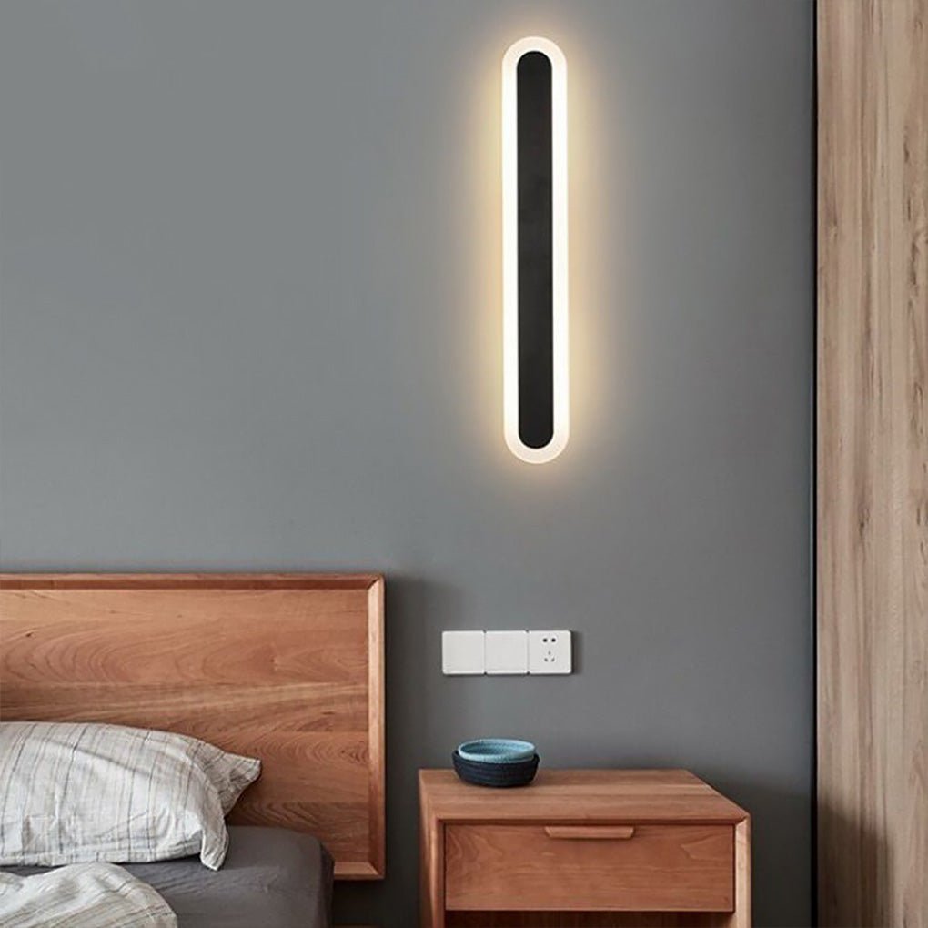 Modern Linear LED Wall Sconce Black Iron Acrylic Minimalist Light