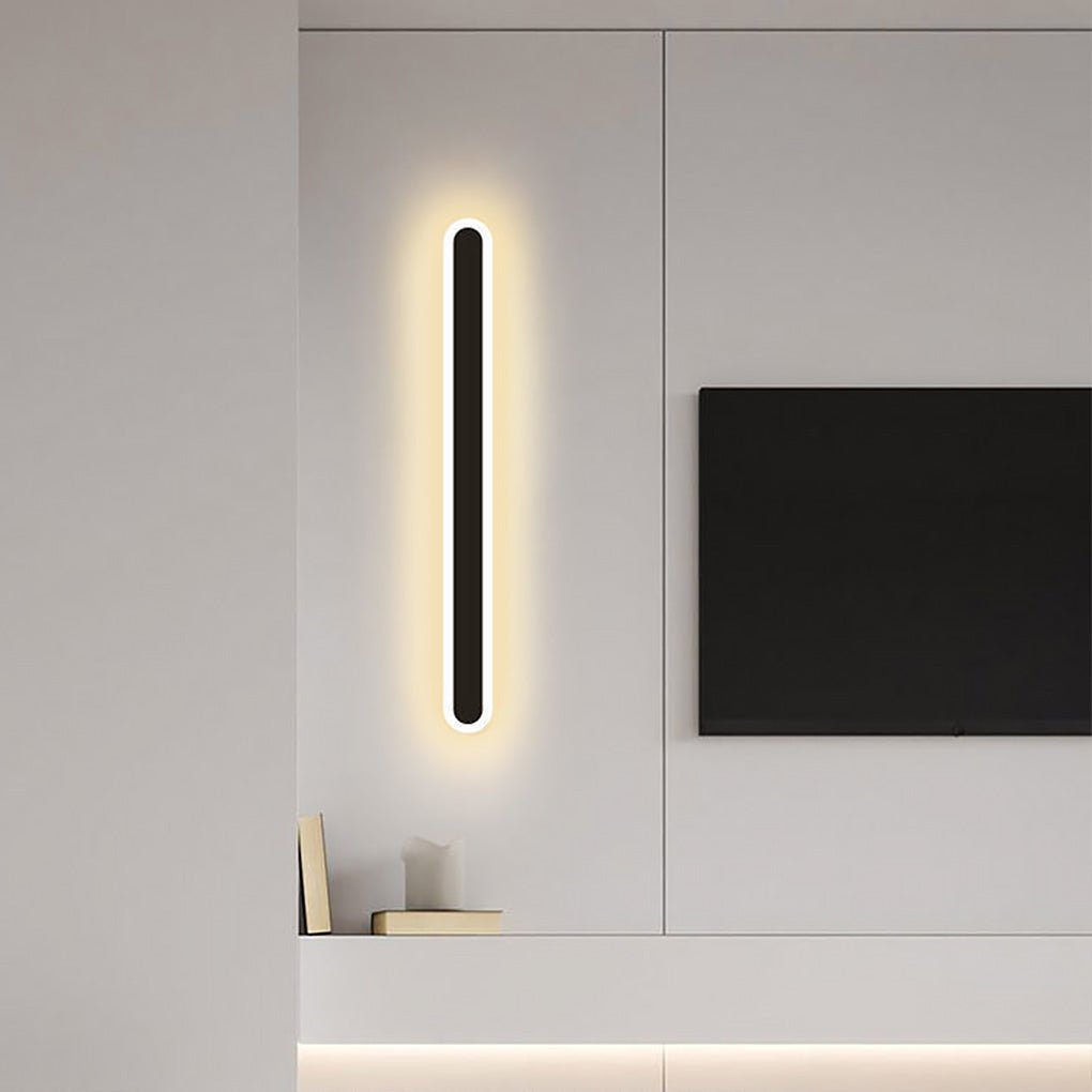 Modern Linear LED Wall Sconce Black Iron Acrylic Minimalist Light