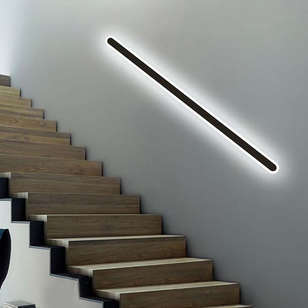 Modern Linear LED Wall Sconce Black Iron Acrylic Minimalist Light